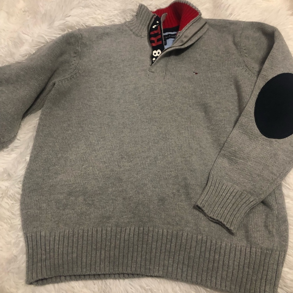Boys Tommy Hilfiger gray pullover sweater with zipper M (12-14) NWOT